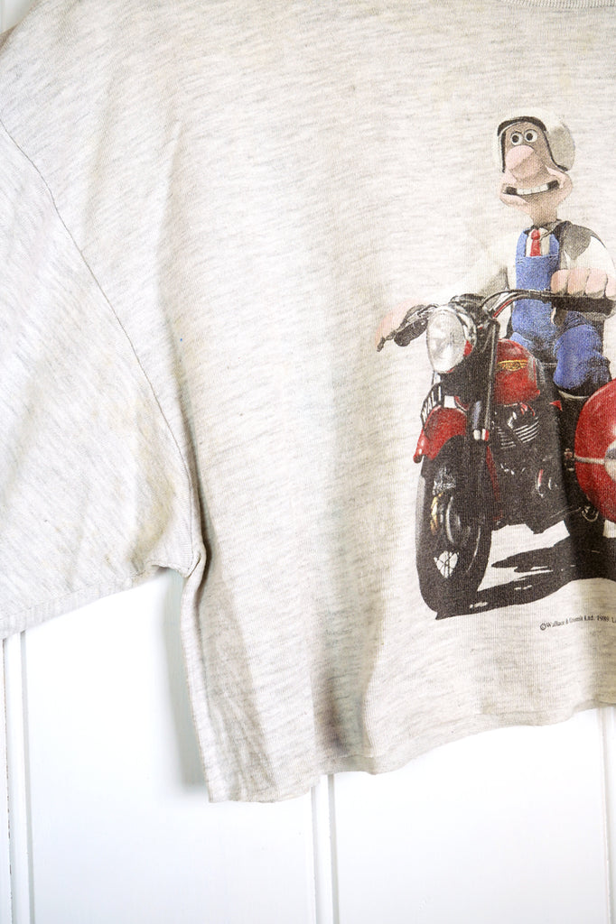 Vintage Pop Culture - Wallace & Gromit Grey Cropped Tee - Large