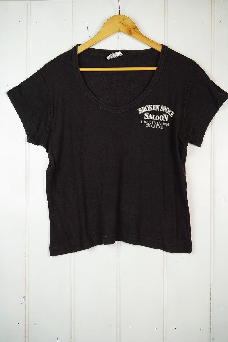 Vintage Bike - Womens Broken Spoke Black Tee -  XLarge