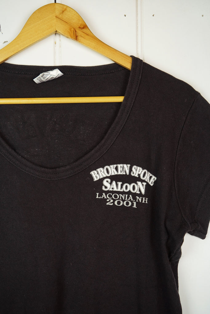 Vintage Bike - Womens Broken Spoke Black Tee -  XLarge
