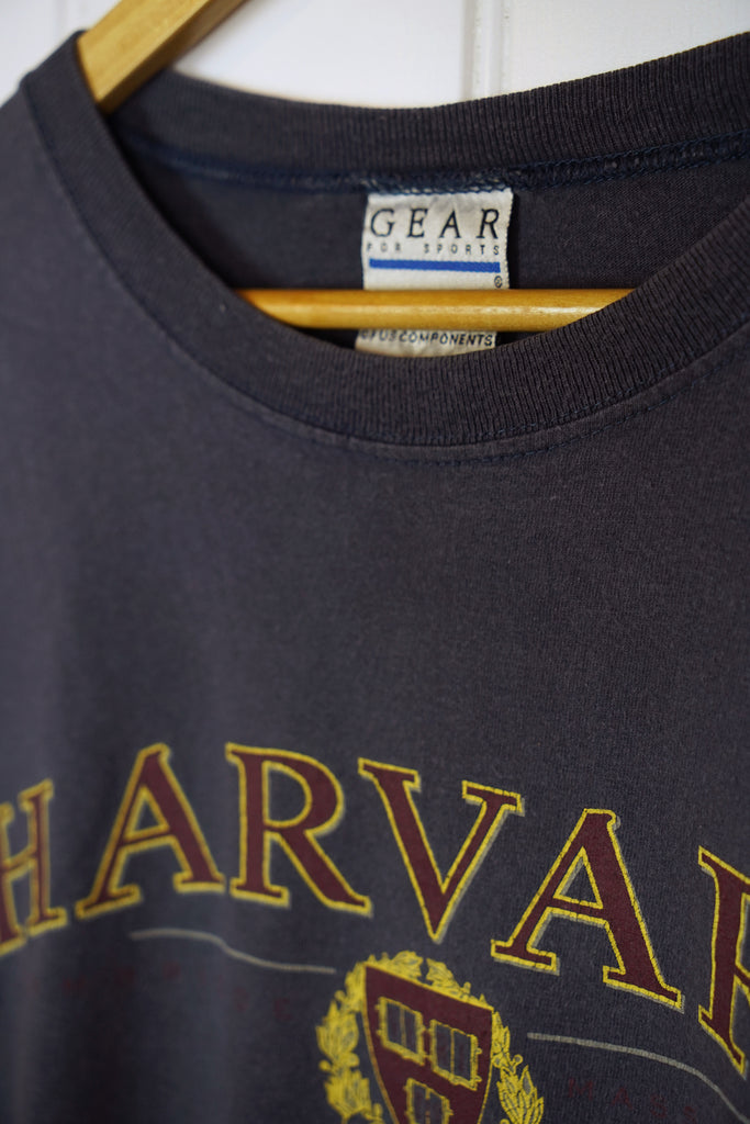 Vintage College - Harvard Faded Navy Tee - Large