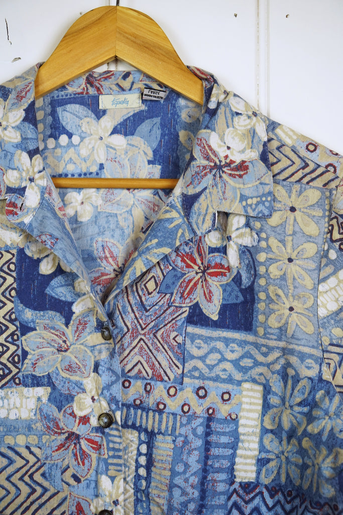Vintage Party Shirt - Flower Shirt - Medium