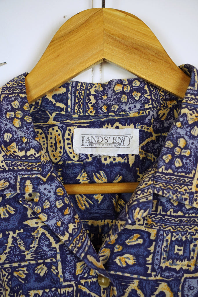Vintage Party Shirt - Lands End Shirt - Medium