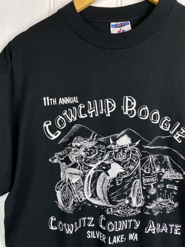 Vintage Bike - Cowchip Black Tee - Large