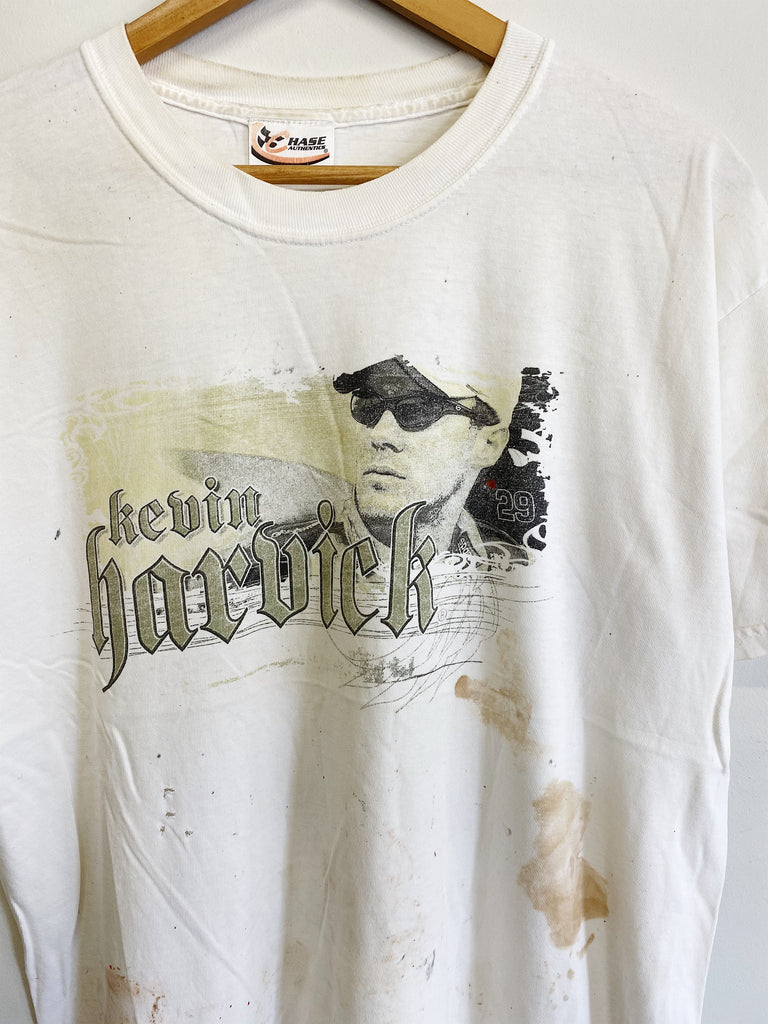 Vintage Nascar - Chase Harvick Trashed White Tee - Large