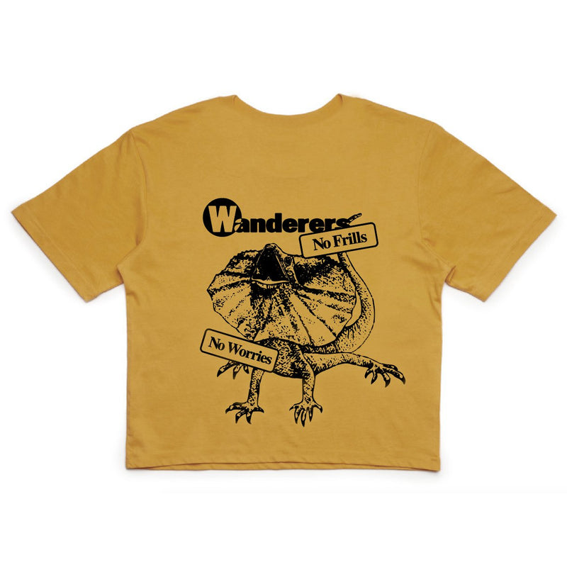 No Frills Frilled-Neck Lizard Crop - Mustard