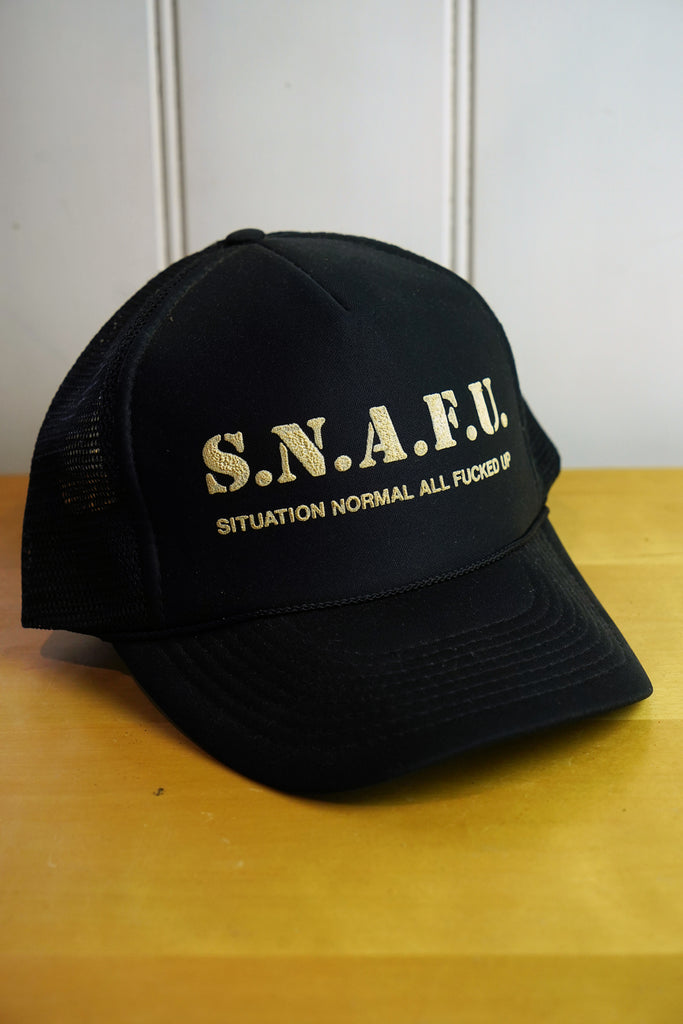Vintage Cap - SNAFU Black Trucker Hat