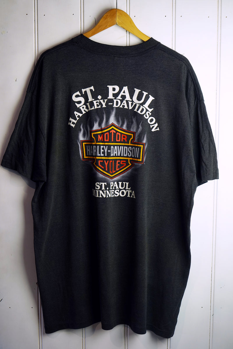 Vintage Harley - 3d Emblem Panther Faded Black Tee - 2XLarge