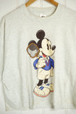 Vintage Cartoon - Mickey Tennis Grey Cropped Tee - XLarge