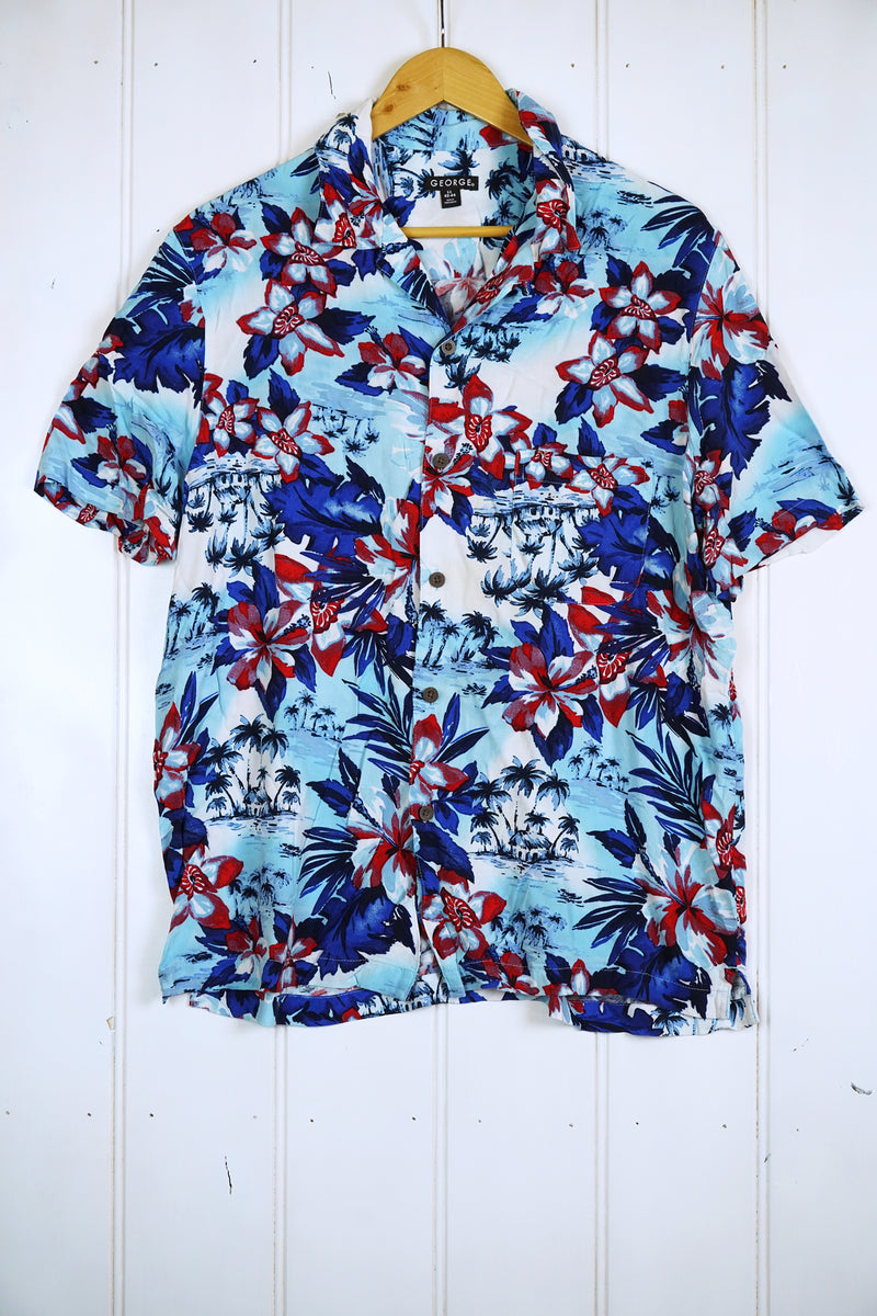 Vintage Hawaiian Shirt - Floral George Shirt - Large