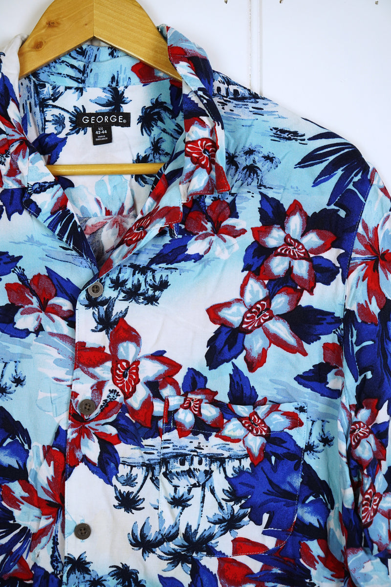 Vintage Hawaiian Shirt - Floral George Shirt - Large
