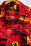 Vintage Hawaiian Shirt - Palm Wave Shirt - XLarge