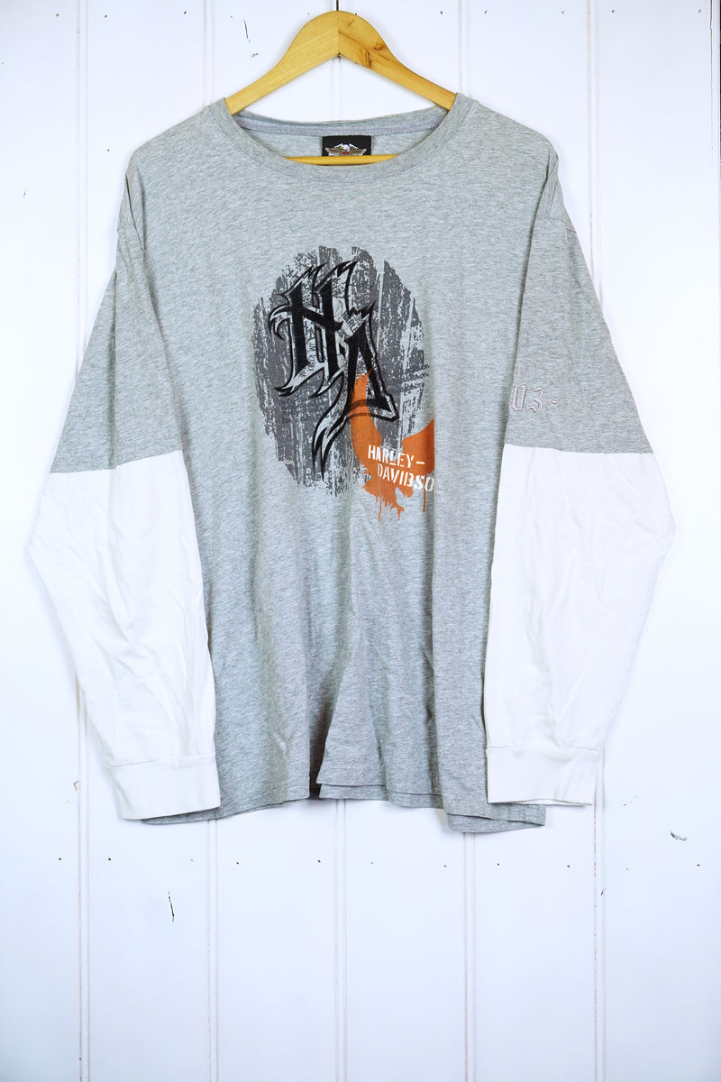 Vintage Harley - 1903 Layered Grey Longsleeve Tee - XLarge