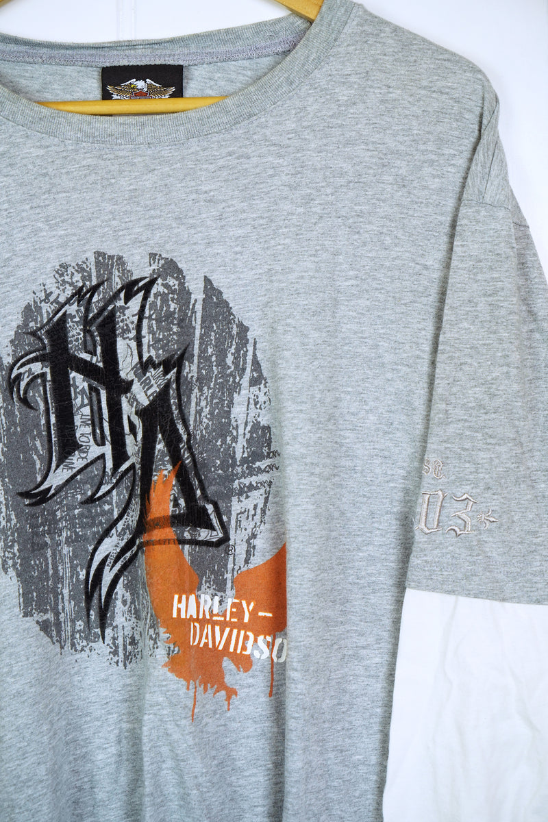 Vintage Harley - 1903 Layered Grey Longsleeve Tee - XLarge