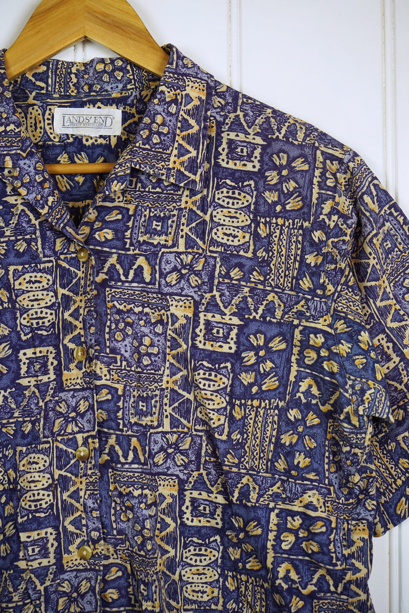 Vintage Party Shirt - Lands End Shirt - Medium
