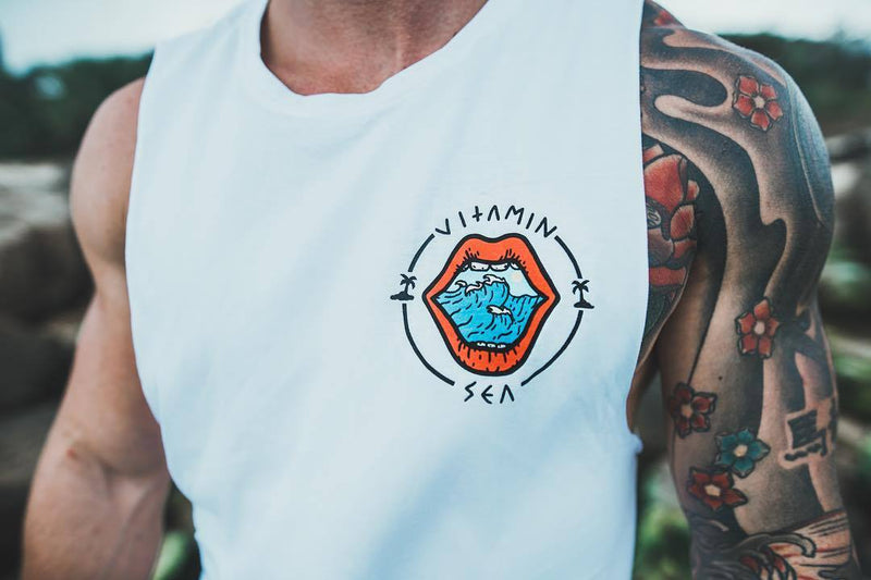 David & Goliath Clothing Co - David & Goliath 'Vitamin Sea - White' Muscle Tee - T-Shirt - Stock & Supply Stores