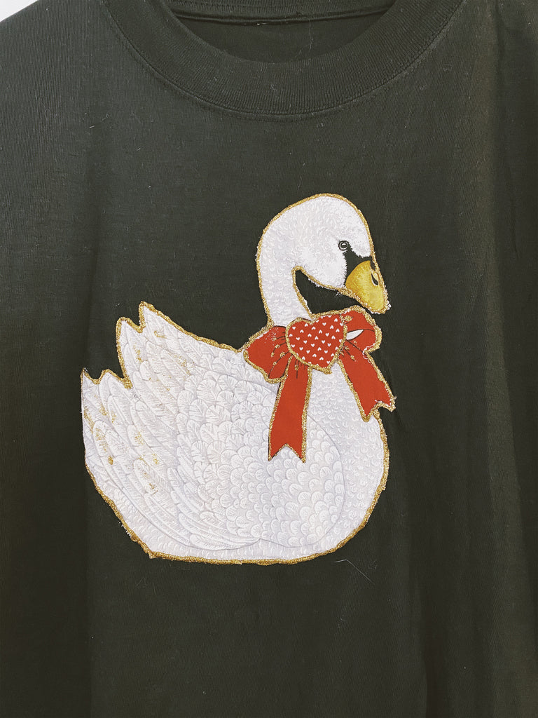 Vintage Swan Applique T-Shirt - Small