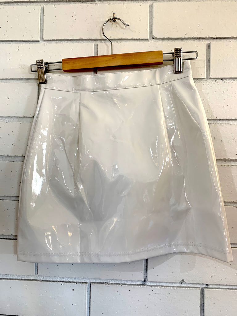 White Pleather Skirt - Small