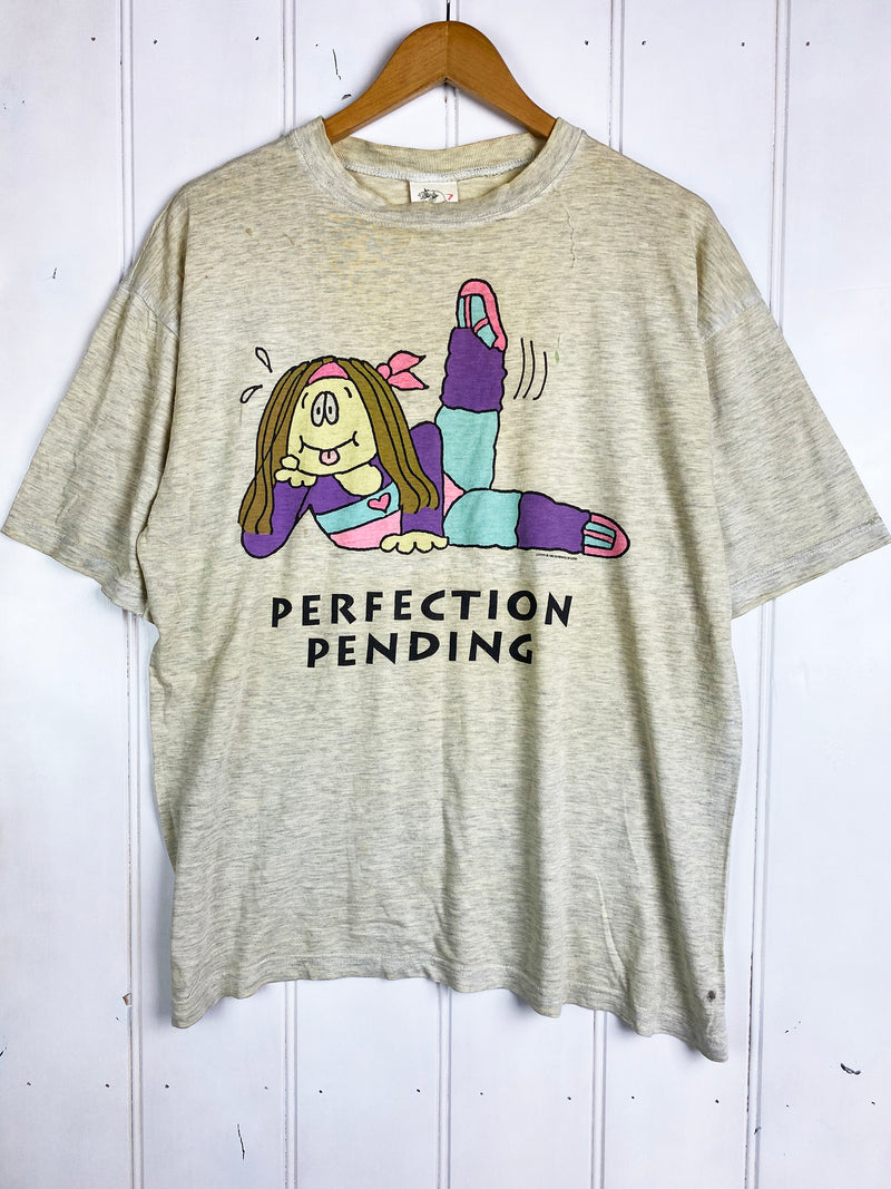 Vintage Pop Culture - Perfection Pending Brown Tee - Large