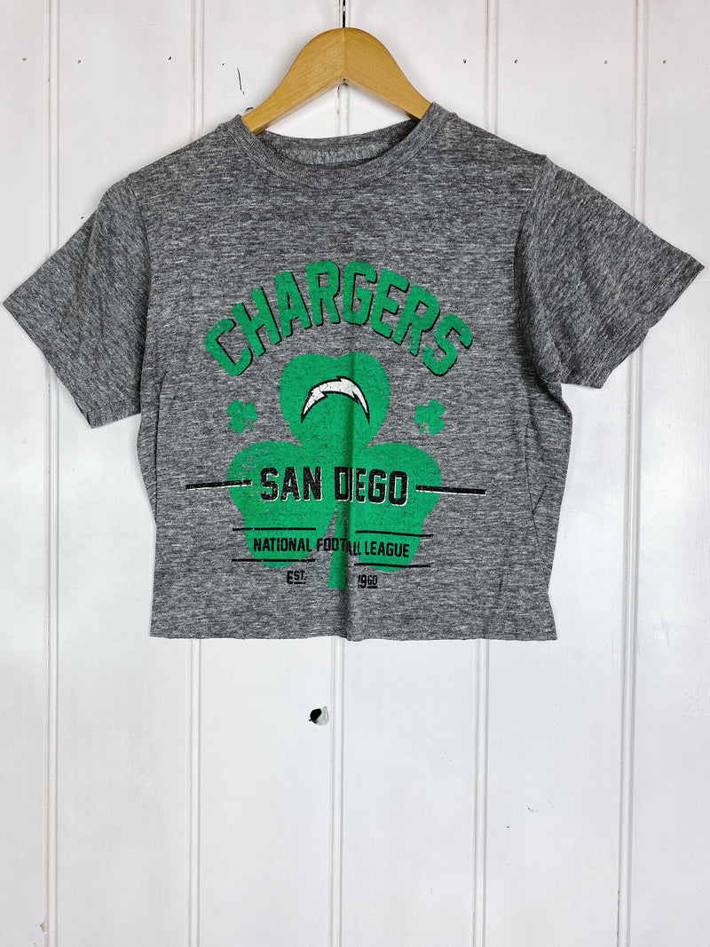 Preloved Sports - Paddys Chargers Grey Cropped Tee - Small