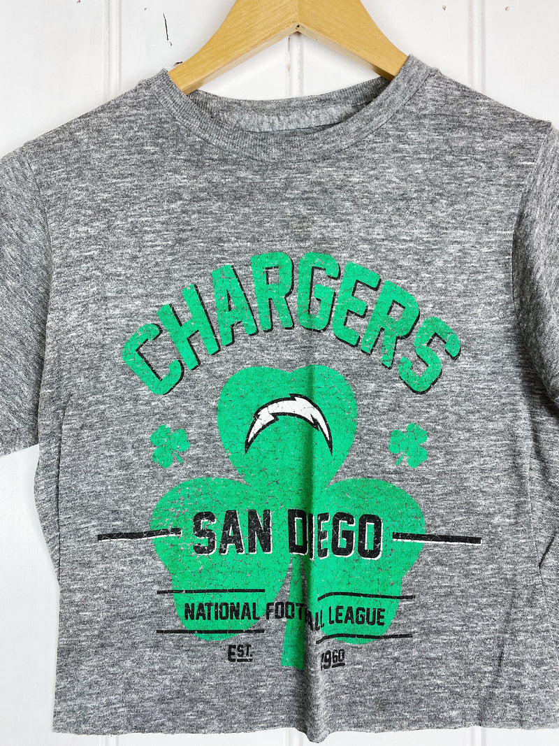 Preloved Sports - Paddys Chargers Grey Cropped Tee - Small