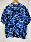 Vintage Party Shirt - Blue Flower Shirt - Large