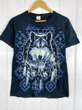 Preloved Animals - Tribal Wolf Black  Tee - Small