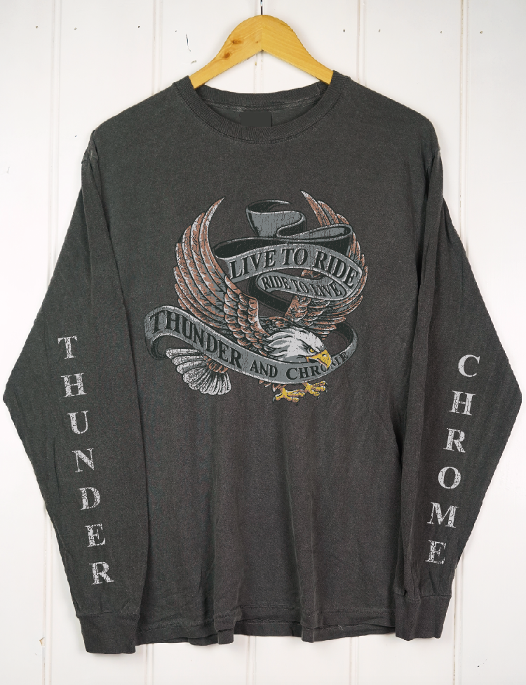 Live to Ride Faded Black Longsleeve Tee