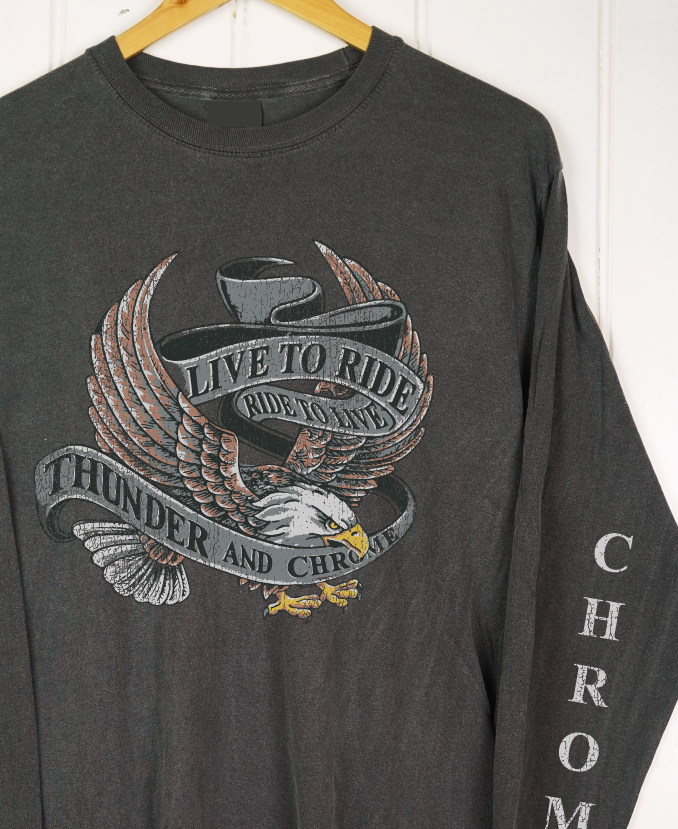 Live to Ride Faded Black Longsleeve Tee