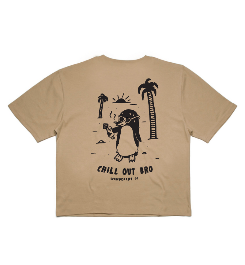 Chill Out Penguin Crop - Tan