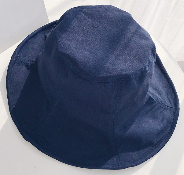 Linen Blend Bucket Hat - Navy