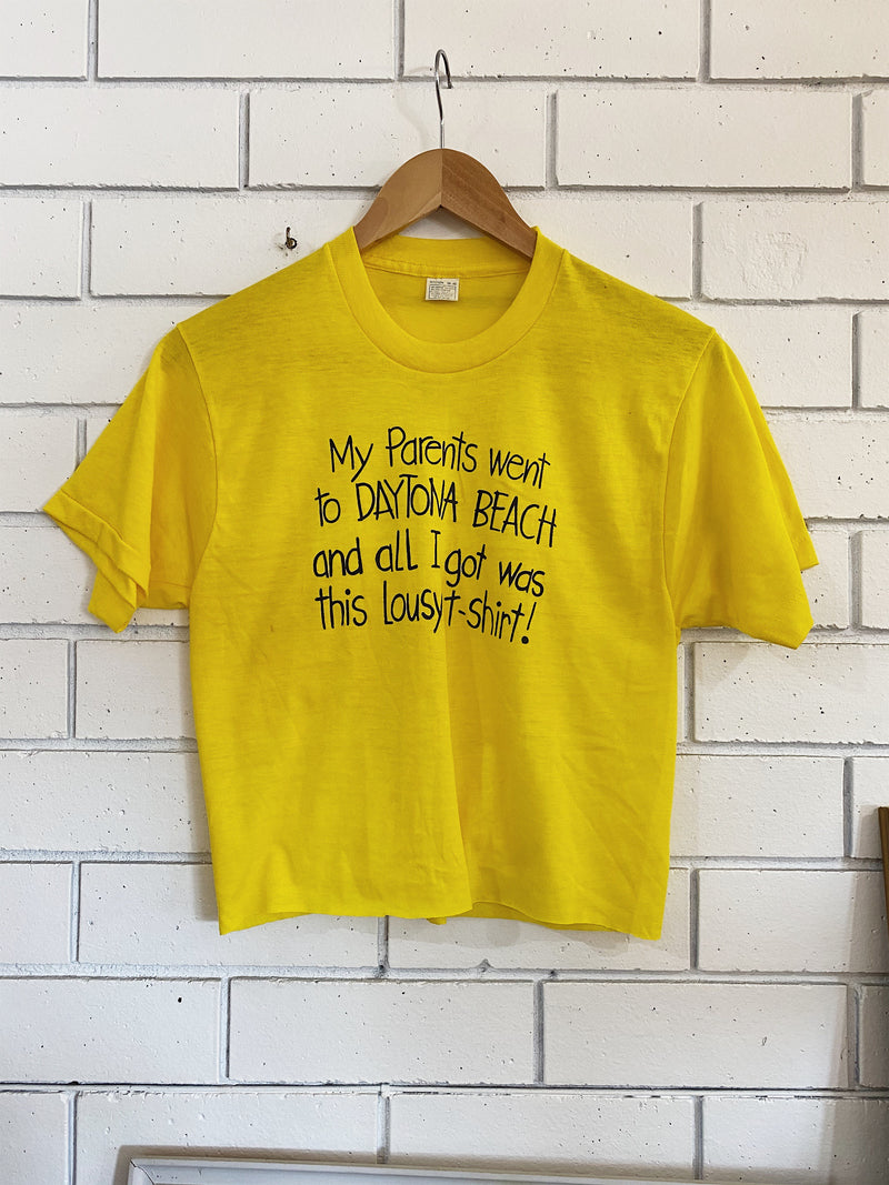 Vintage Tourist - Daytona Beach Yellow Cropped Tee - Small