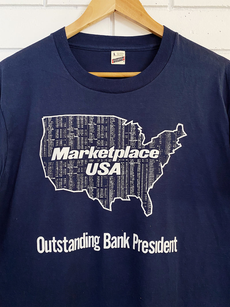 Vintage 50/50 Marketplace USA Navy Tee - Medium