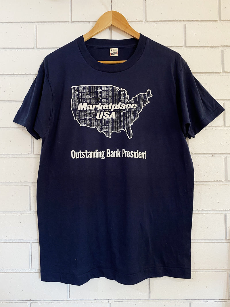 Vintage 50/50 Marketplace USA Navy Tee - Medium
