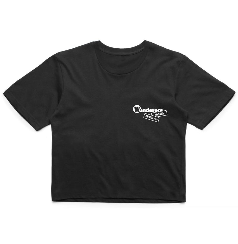 No Frills Frilled-Neck Lizard Crop - Black