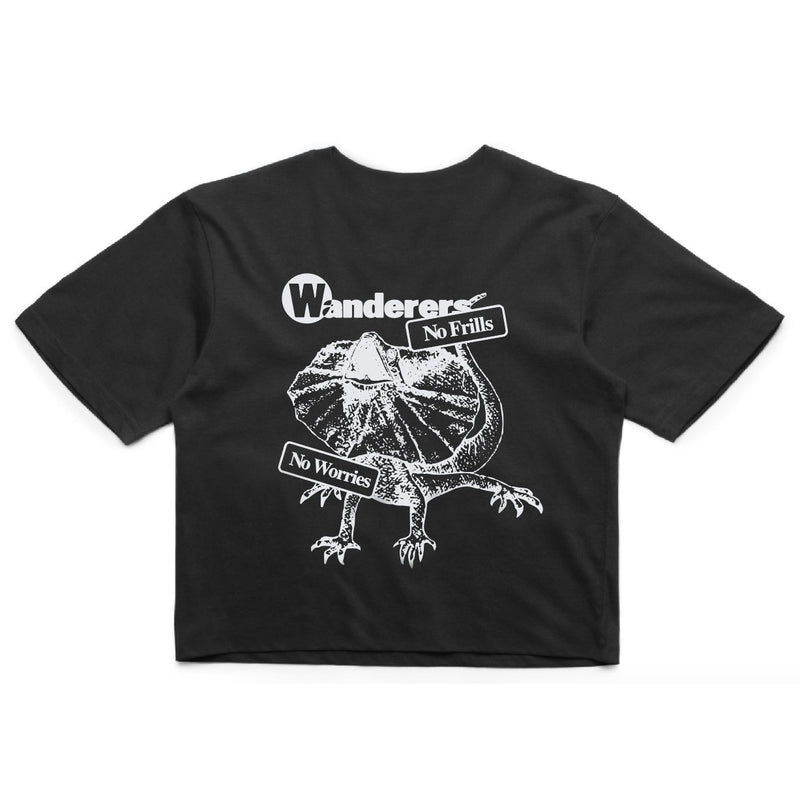No Frills Frilled-Neck Lizard Crop - Black