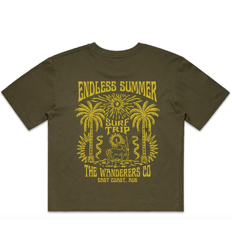 Surf Trip Crop - Army Green