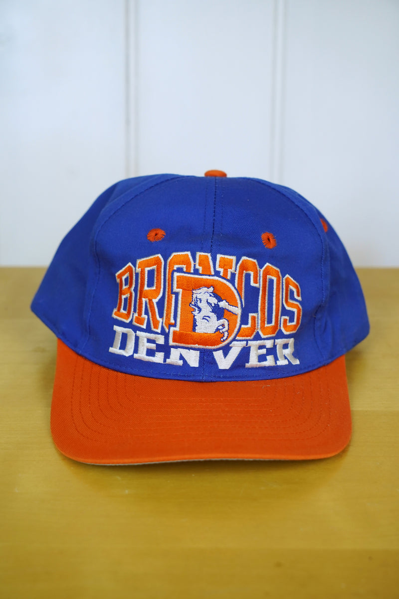 VINTAGE Denver Broncos Hat Cap Snapback Mitchell & Ness Orange Blue Old  Logo Men