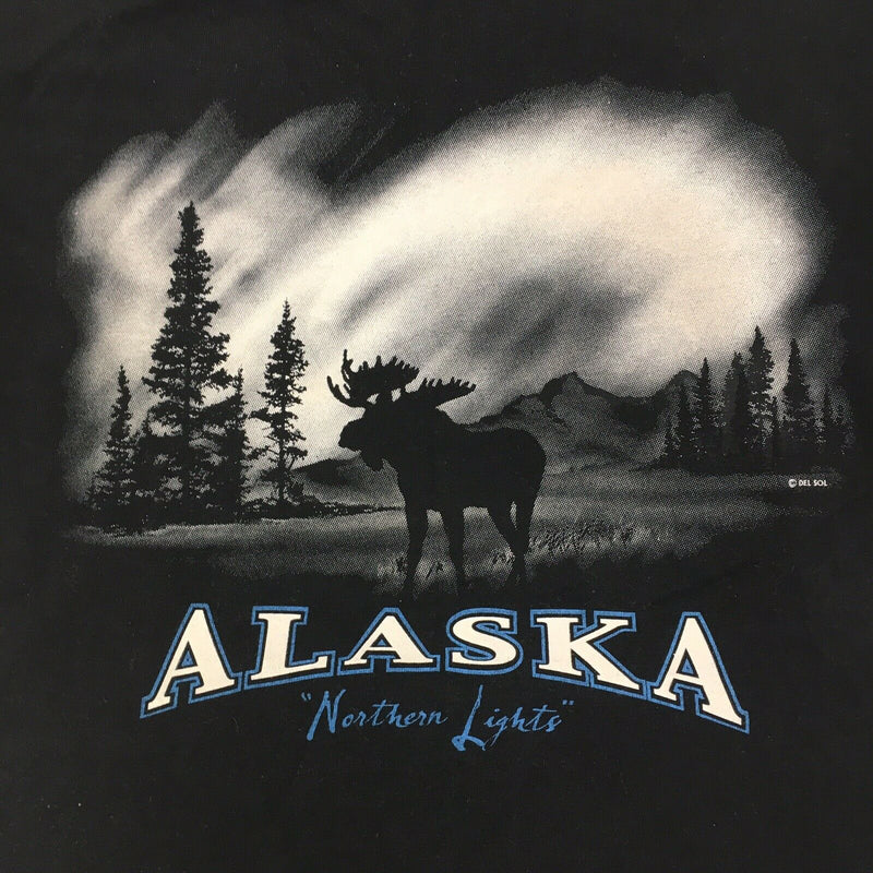 Vintage Alaska Northern Lights Moose Tourist Souvenir T Shirt Medium